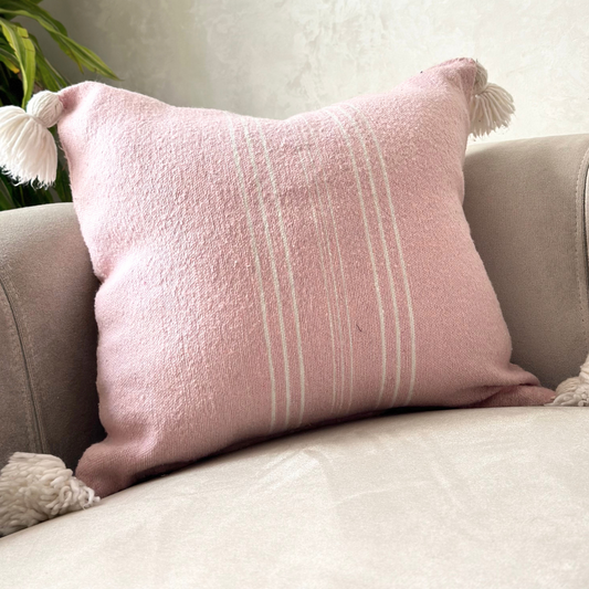 Pink Pompom cushion cover