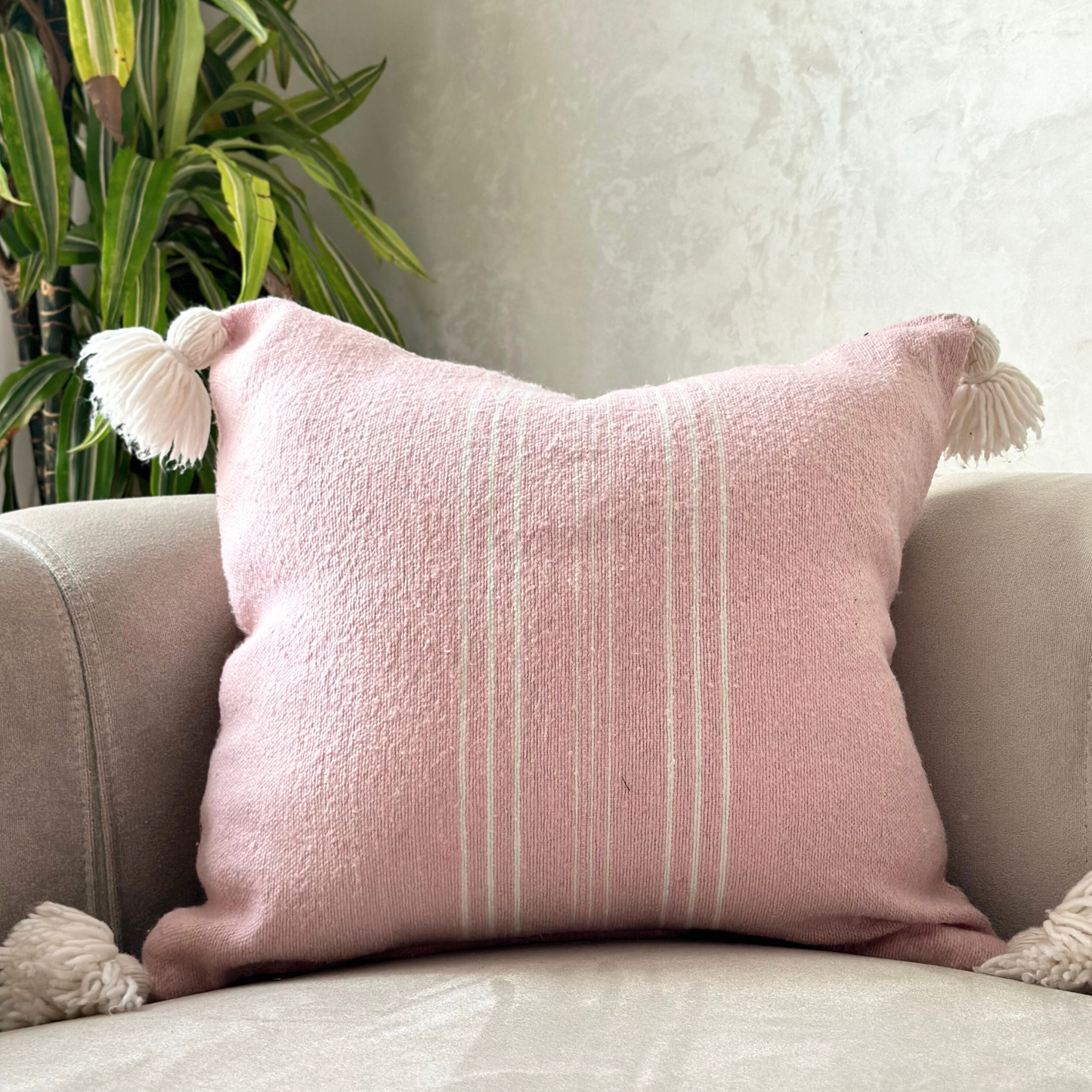 Pink Pompom cushion cover