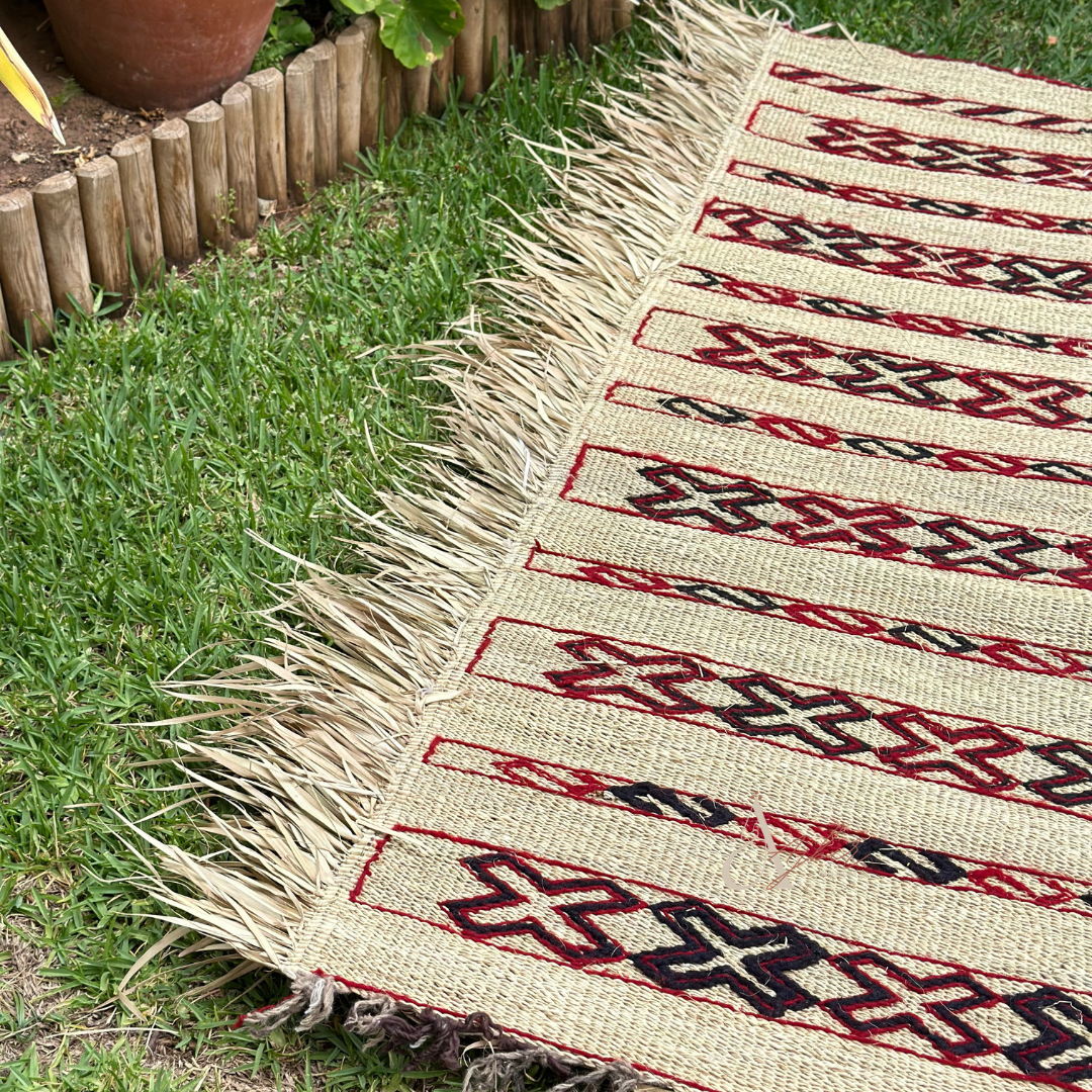 Outdoor carpet in wicker and wool 1m70/1m20