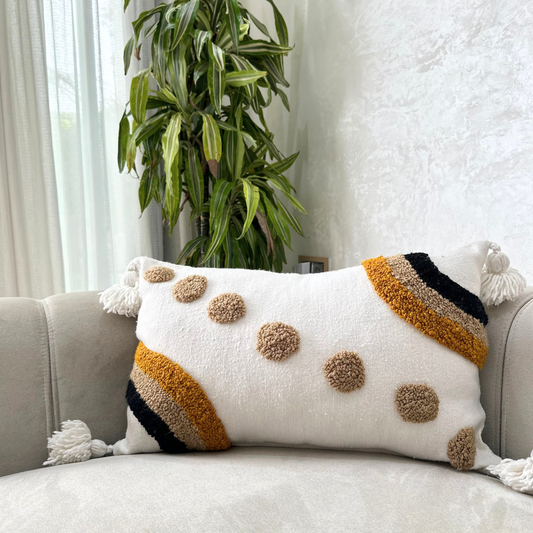 Golden Horizon Pom Pom Pillow