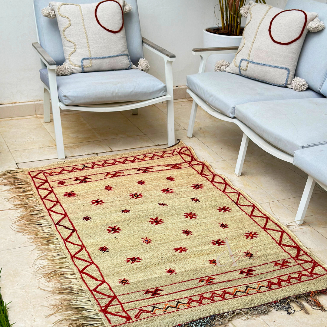 Outdoor wicker and wool carpet 1m70/1m20