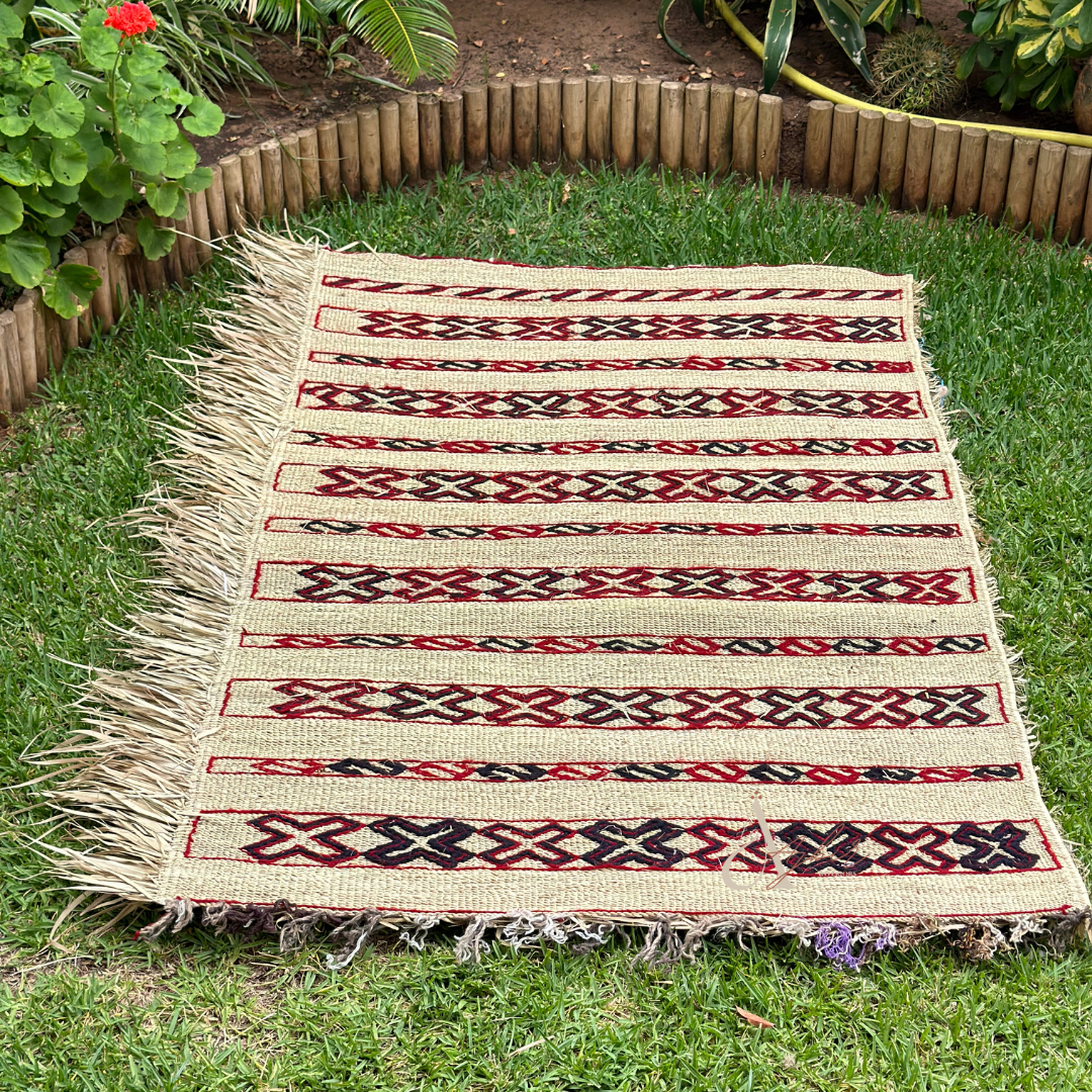 Outdoor carpet in wicker and wool 1m70/1m20