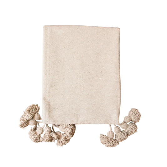 Beige  Pompom blanket