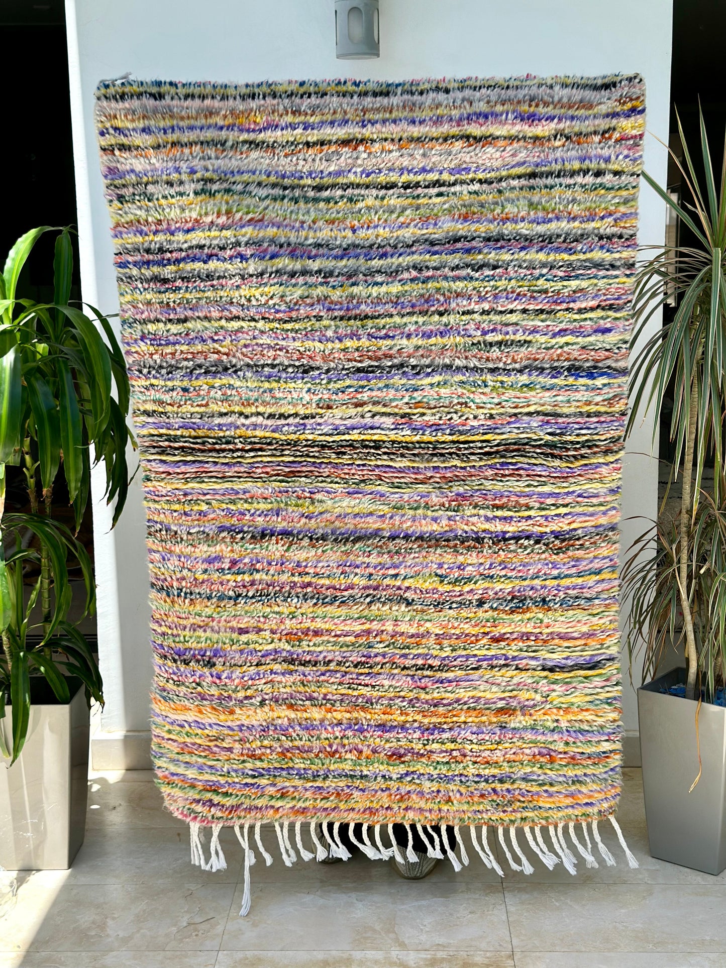 Colorful striped Beni Ouarain carpet - 162cm / 110cm