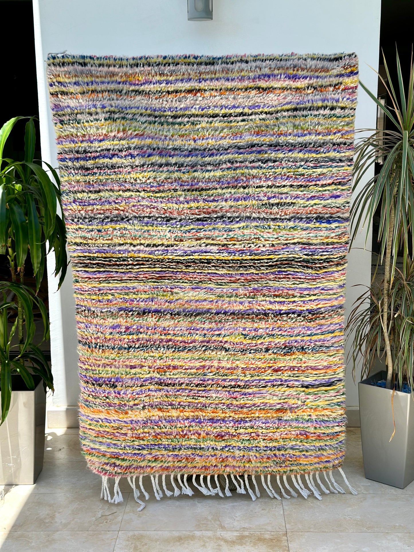 Colorful striped Beni Ouarain carpet - 162cm / 110cm