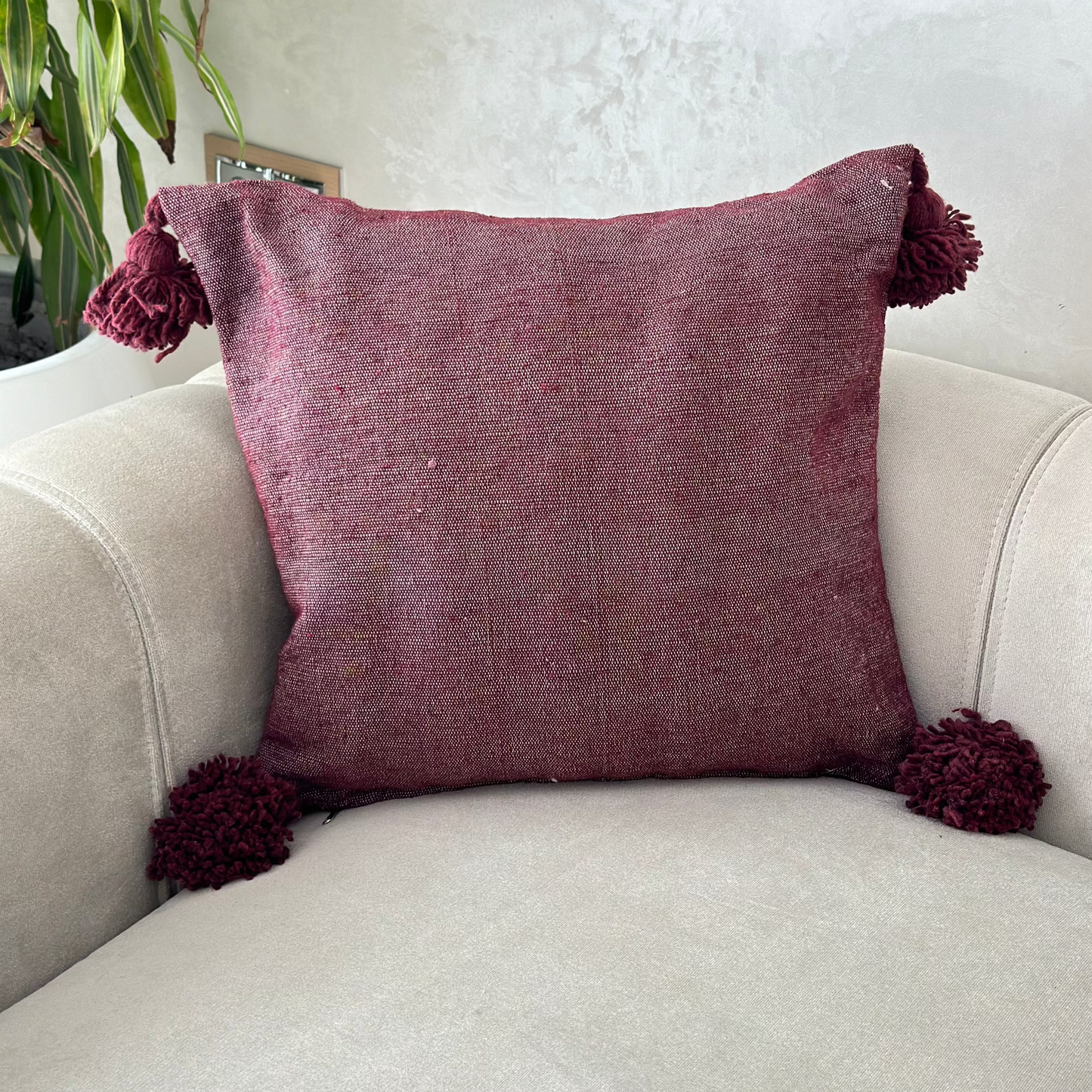 Purple Pompom cushion cover